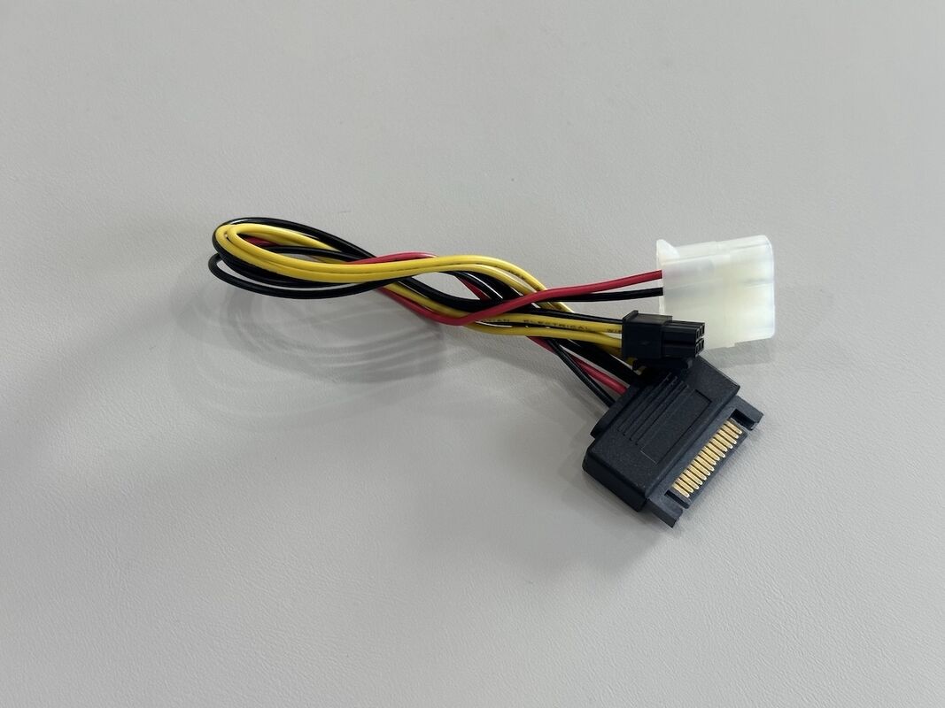 Power connector cable SATA 15 pin to 4-pin Molex and 6-pin PCIe adapter, electrical wire terminals for server PSU, automotive electronic power transmission customization