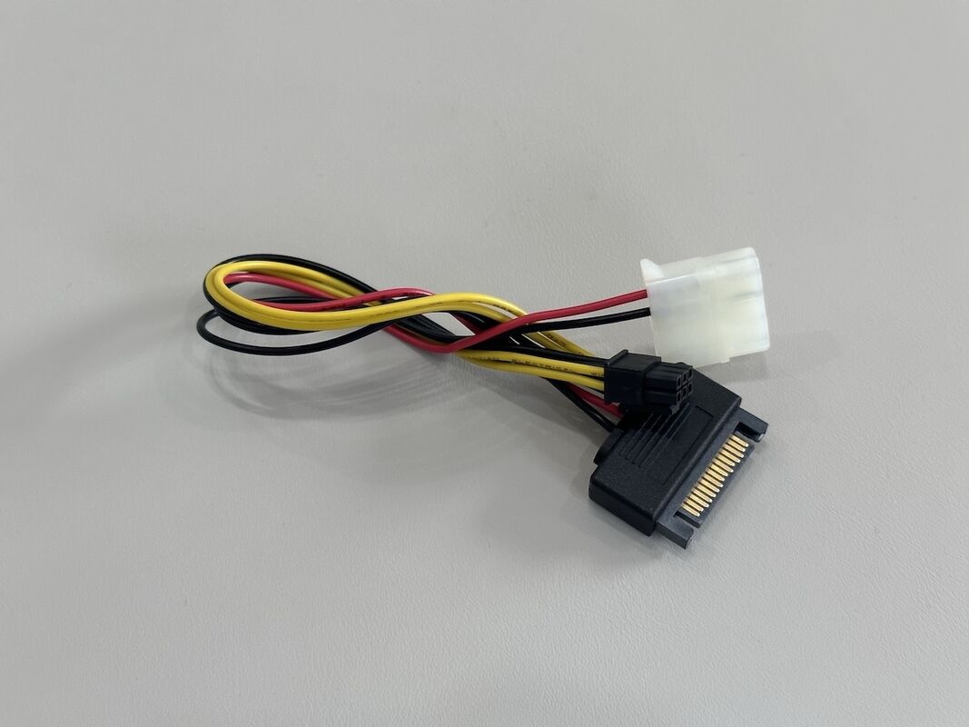 Power connector cable SATA 15 pin to 4-pin Molex and 6-pin PCIe adapter, electrical wire terminals for server PSU, automotive electronic power transmission customization