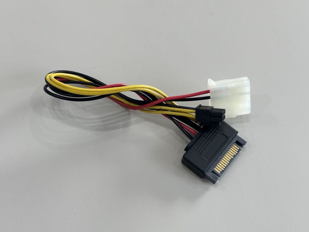 Power connector cable SATA 15 pin to 4-pin Molex and 6-pin PCIe adapter, electrical wire terminals for server PSU, automotive electronic power transmission customization