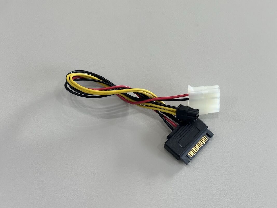 Power connector cable SATA 15 pin to 4-pin Molex and 6-pin PCIe adapter, electrical wire terminals for server PSU, automotive electronic power transmission customization