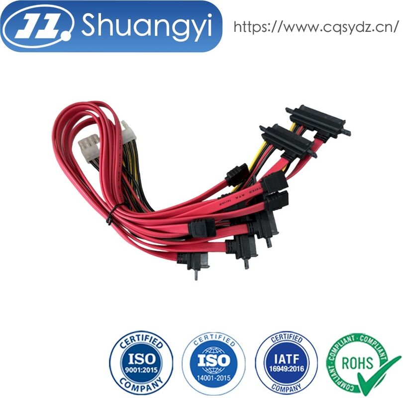 Multi-drop SATA data and power connector cable harness, 1-to-multi serial ATA wire assembly for HDD / SSD, server backplane, storage cabinet customization and PCB power transmission