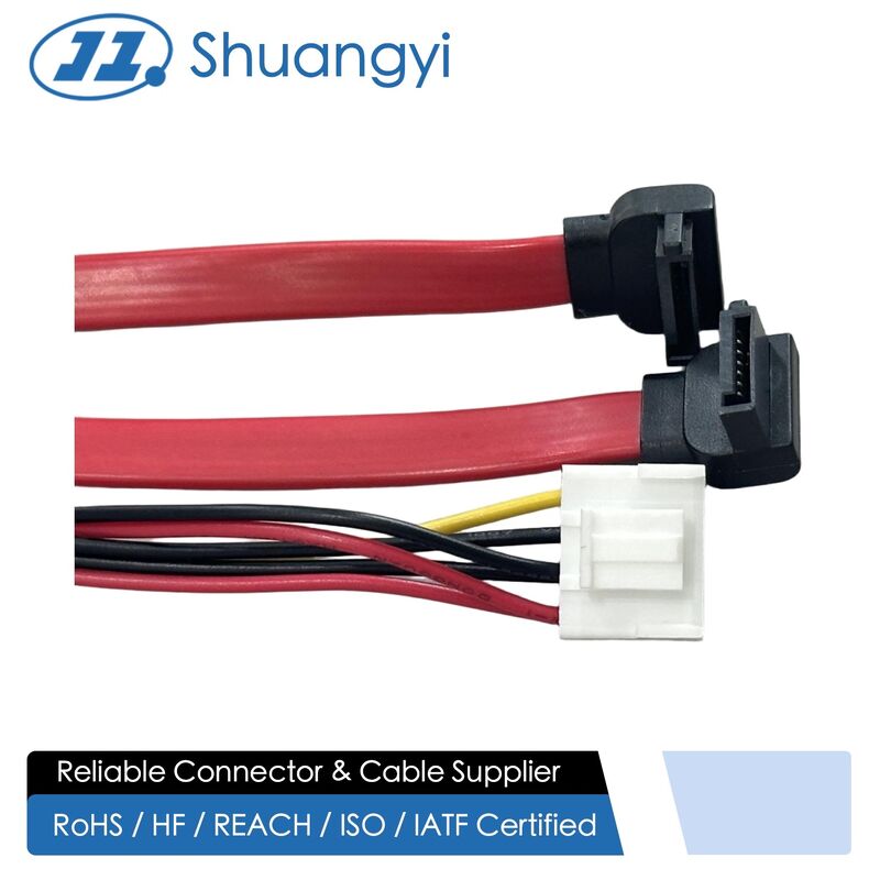 SATA data and power connector cable harness, right-angle 7 pin serial ATA wire cable with 4 pin power connector for HDD SSD server storage customization