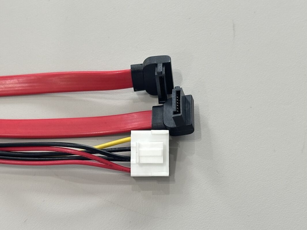 SATA data and power connector cable harness, right-angle 7 pin serial ATA wire cable with 4 pin power connector for HDD SSD server storage customization