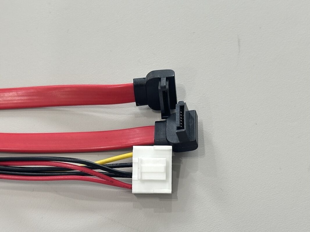 SATA data and power connector cable harness, right-angle 7 pin serial ATA wire cable with 4 pin power connector for HDD SSD server storage customization