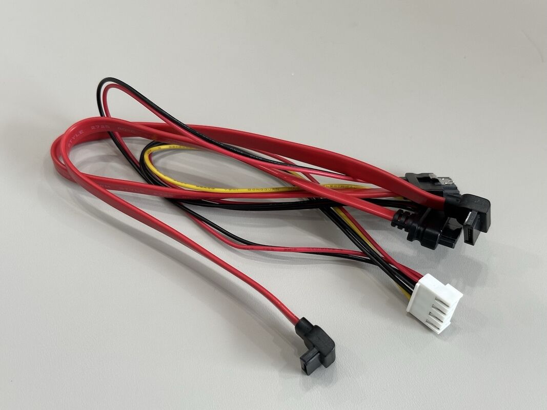 SATA data and power connector cable harness, right-angle 7 pin serial ATA wire cable with 4 pin power connector for HDD SSD server storage customization