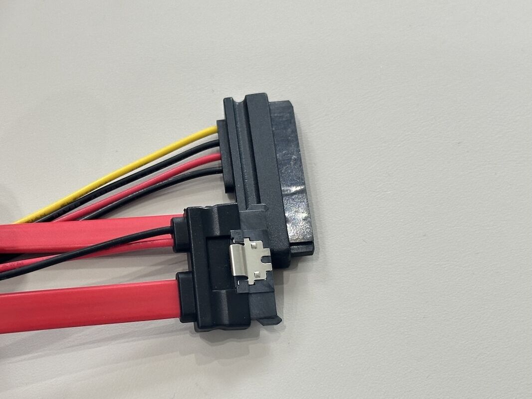 SATA data and power connector cable harness, right-angle 7 pin serial ATA wire cable with 4 pin power connector for HDD SSD server storage customization