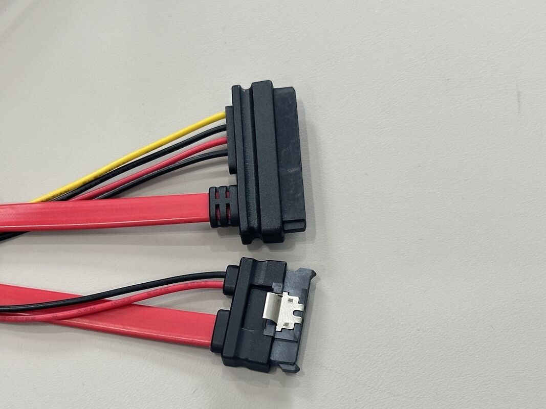 SATA data and power connector cable harness, right-angle 7 pin serial ATA wire cable with 4 pin power connector for HDD SSD server storage customization