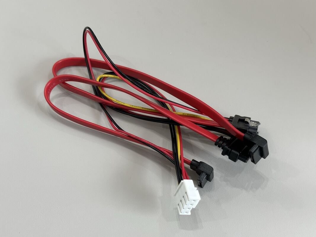 SATA data and power connector cable harness, right-angle 7 pin serial ATA wire cable with 4 pin power connector for HDD SSD server storage customization