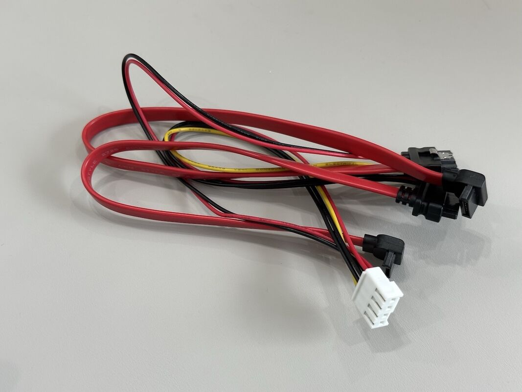 SATA data and power connector cable harness, right-angle 7 pin serial ATA wire cable with 4 pin power connector for HDD SSD server storage customization