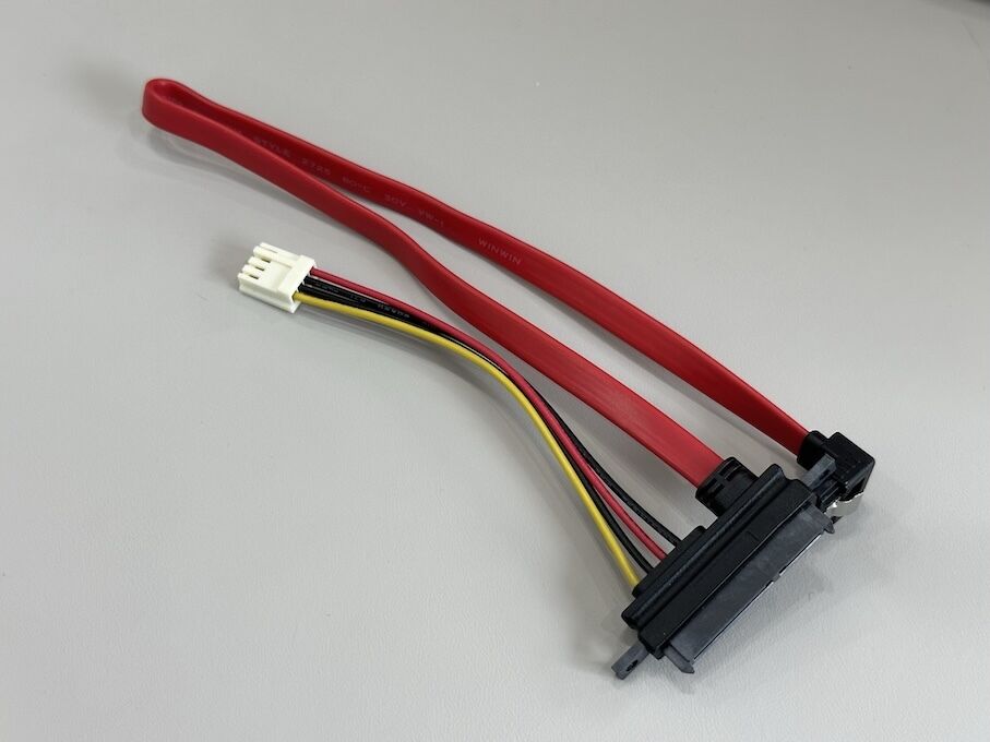 SATA data power connector harness, 7+15 pin drive connector with right-angle 7 pin cable and 4 pin power connector for HDD SSD server storage customization