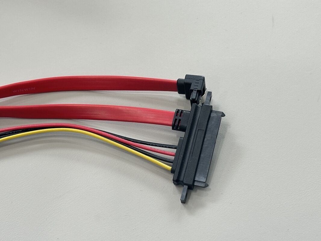 SATA data power connector harness, 7+15 pin drive connector with right-angle 7 pin cable and 4 pin power connector for HDD SSD server storage customization