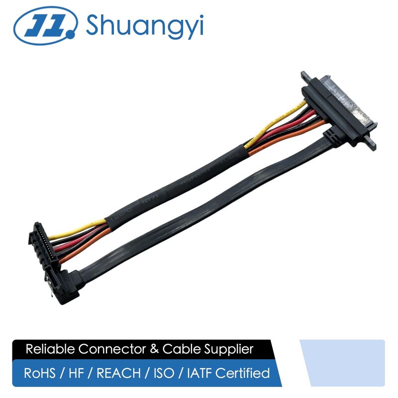 SATA 7+15 pin data power connector cable, flat ribbon wire harness to 22-pin PCB board connector for electronic HDD SSD server storage signal transmission customization