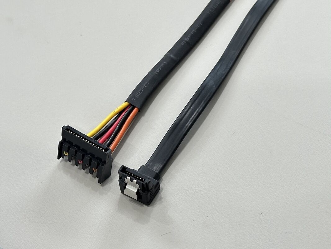 SATA 7+15 pin data power connector cable, flat ribbon wire harness to 22-pin PCB board connector for electronic HDD SSD server storage signal transmission customization