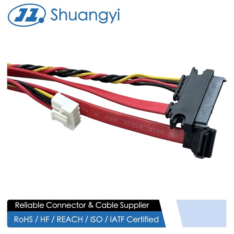SATA data power connector cable harness, right angle 7+15 pin to 4 pin wire terminal, twisted power cable for server HDD SSD signal transmission customization