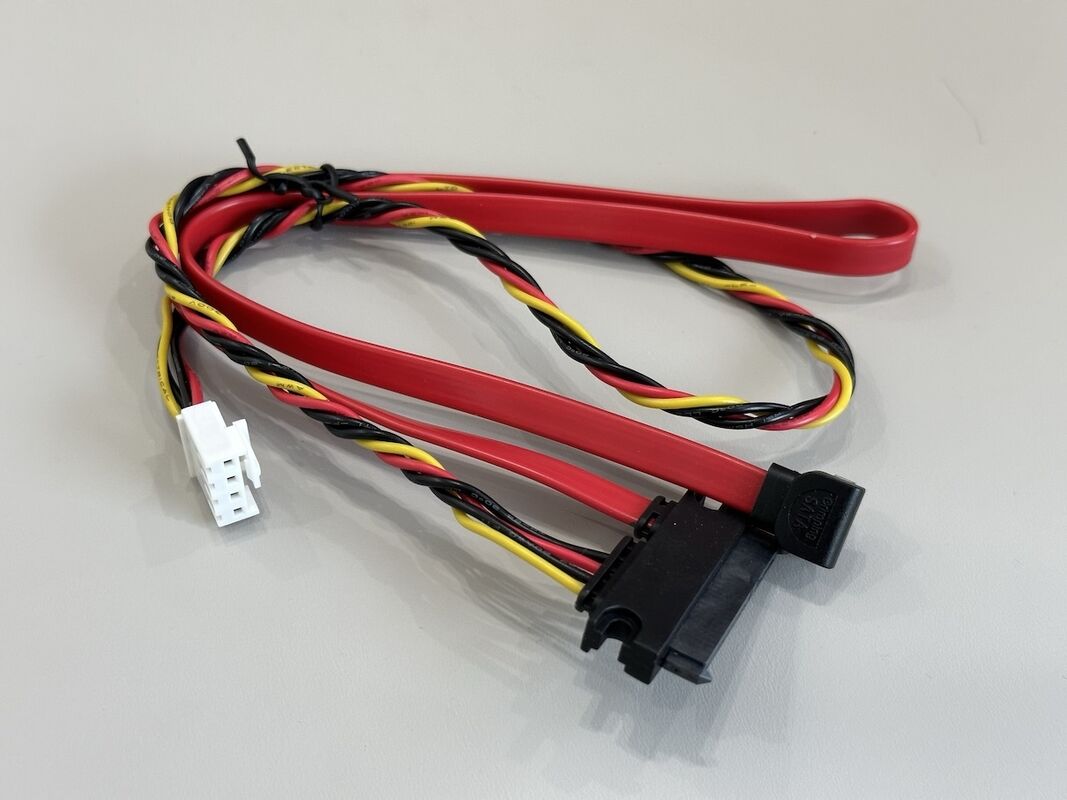 SATA data power connector cable harness, right angle 7+15 pin to 4 pin wire terminal, twisted power cable for server HDD SSD signal transmission customization